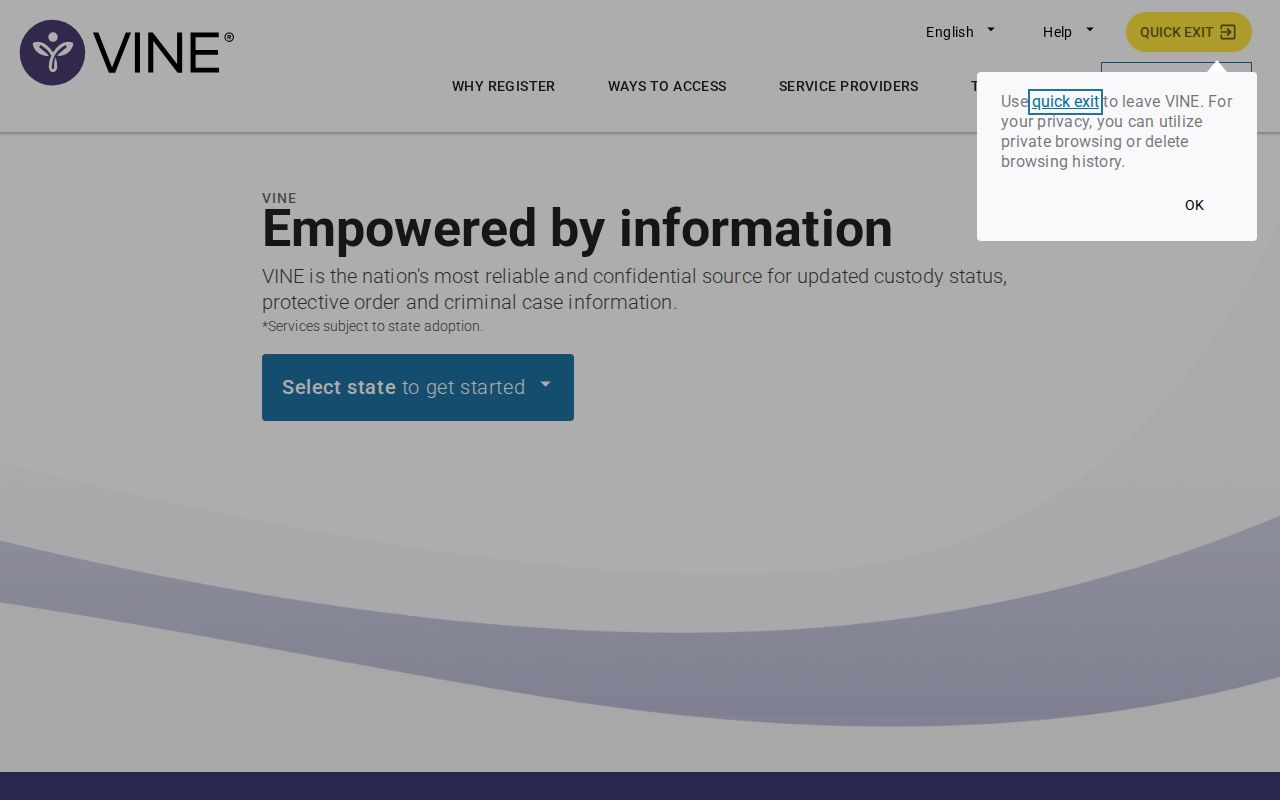 Henrico County VINELink inmate search Virginia selection screen